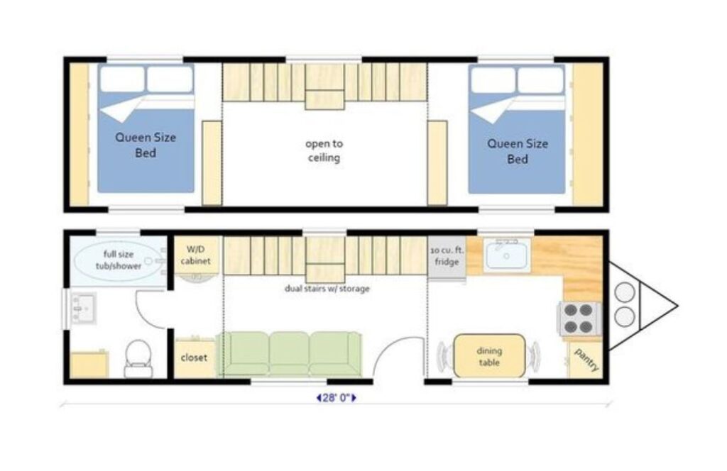 Rolling Bungalow Tiny House floor plan