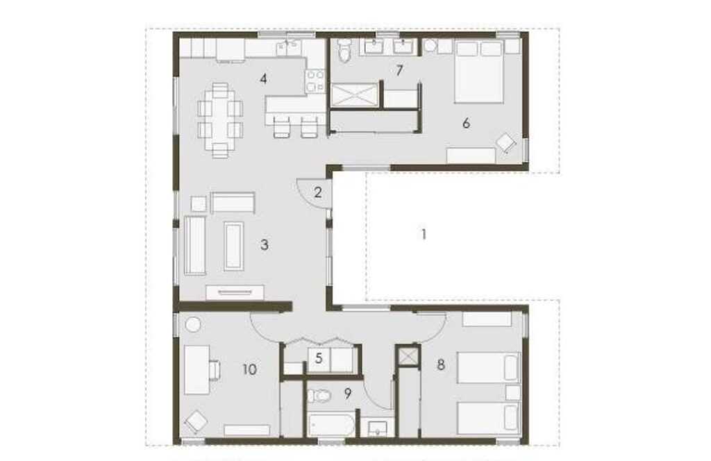 U-shaped Tiny House floor plan