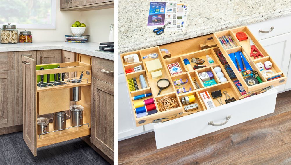 Clever Cabinet and Drawer Organization for tiny house kitchen